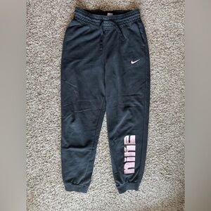 Nike Black and Pink Sweatpants